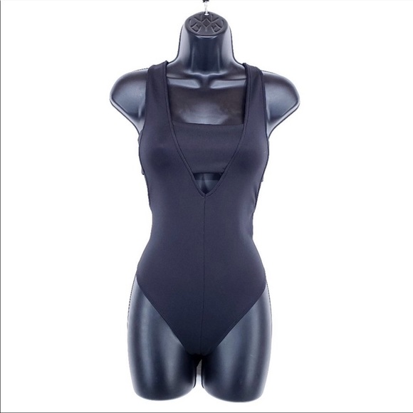 FOREVER 21 Bodysuit Sexy Cutouts Stretch Black L - Picture 1 of 6